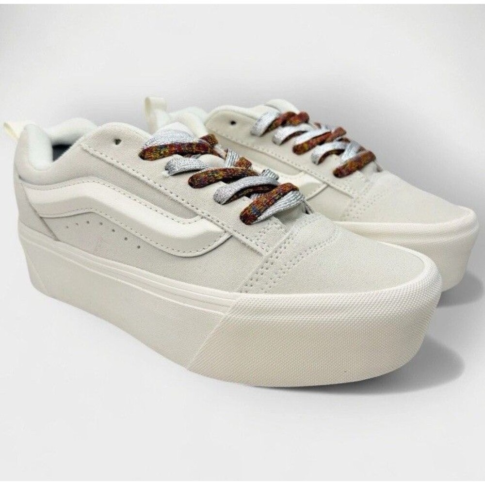 Vans Knu Skool Stack Platform Skate Shoes Tan Multi Laces W8 M6.5